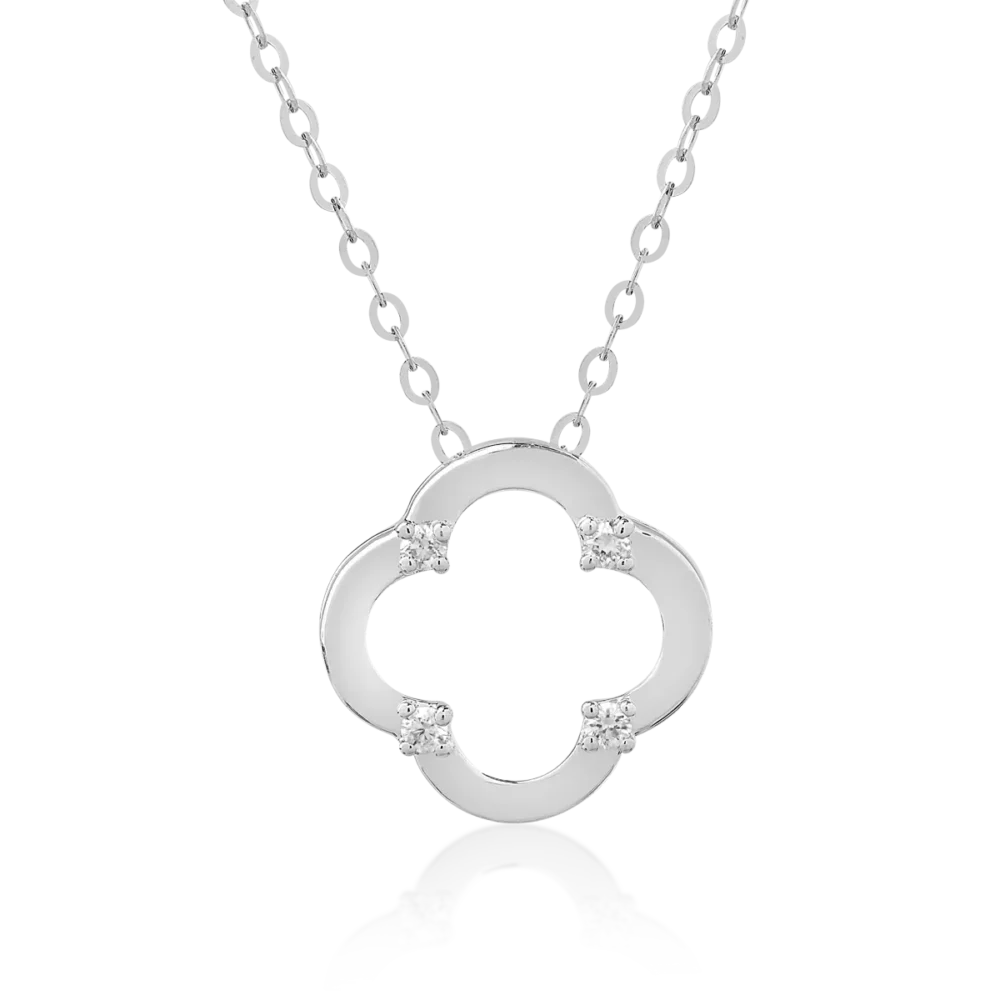 Lant cu pandantiv din aur alb cu diamante de 0.031ct