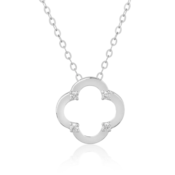 Lant cu pandantiv din aur alb cu diamante de 0.031ct