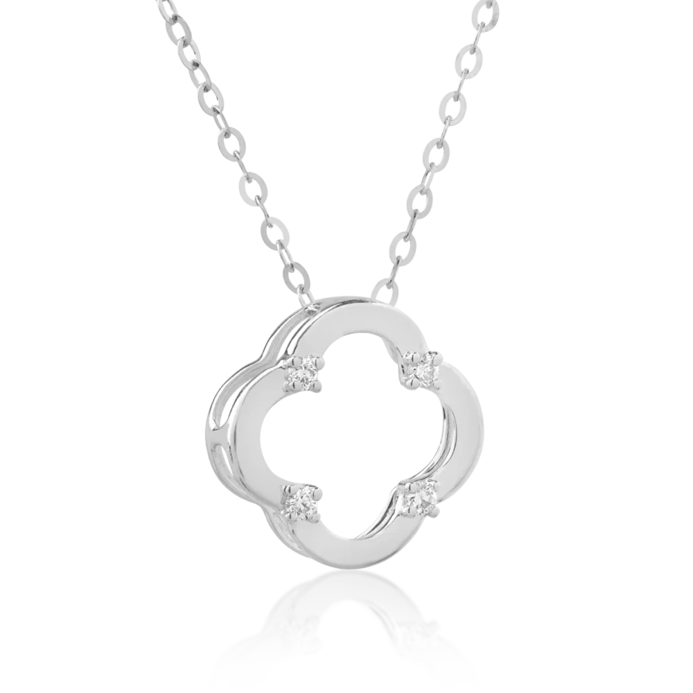 Lant cu pandantiv din aur alb cu diamante de 0.031ct - imagine 2