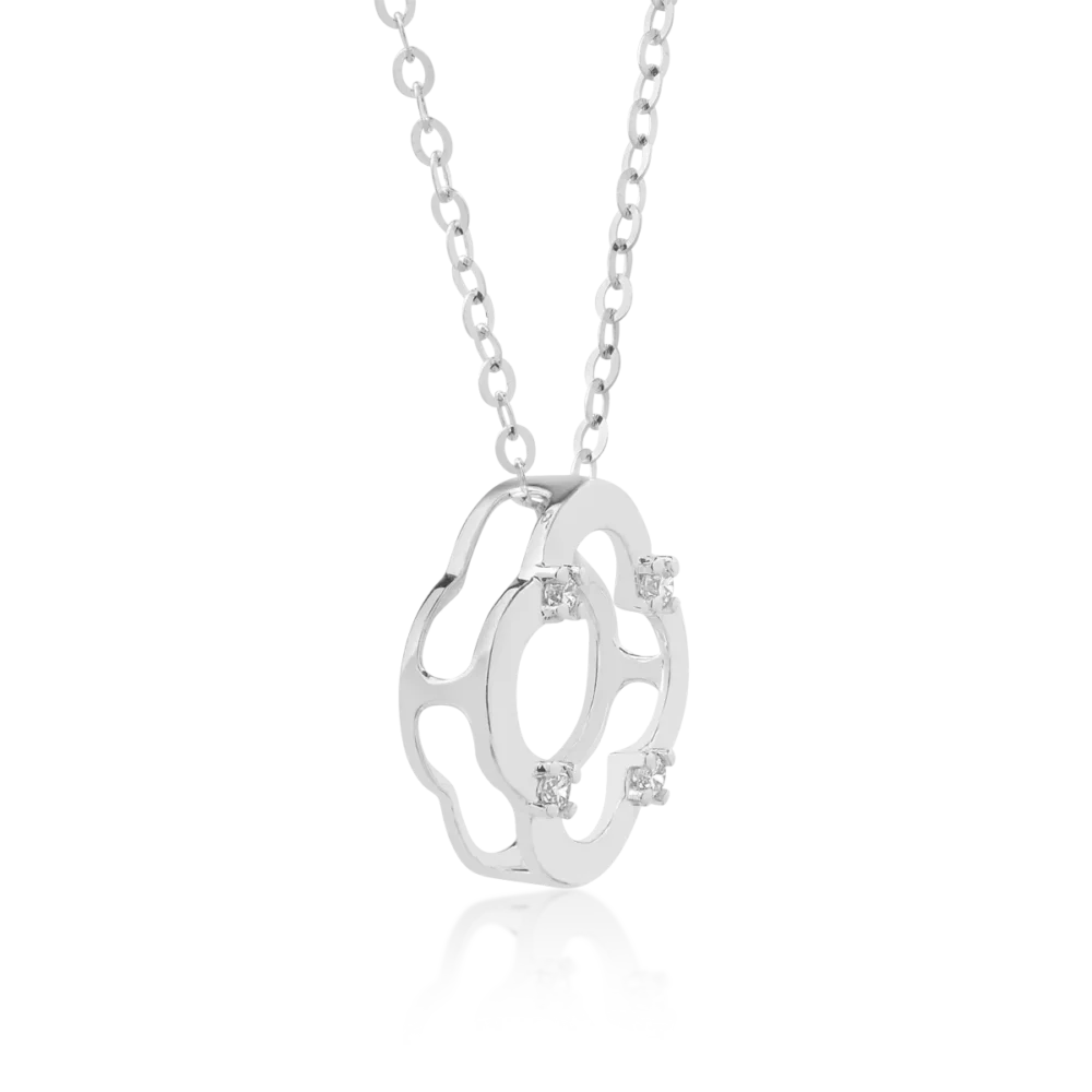 Lant cu pandantiv din aur alb cu diamante de 0.031ct - imagine 3