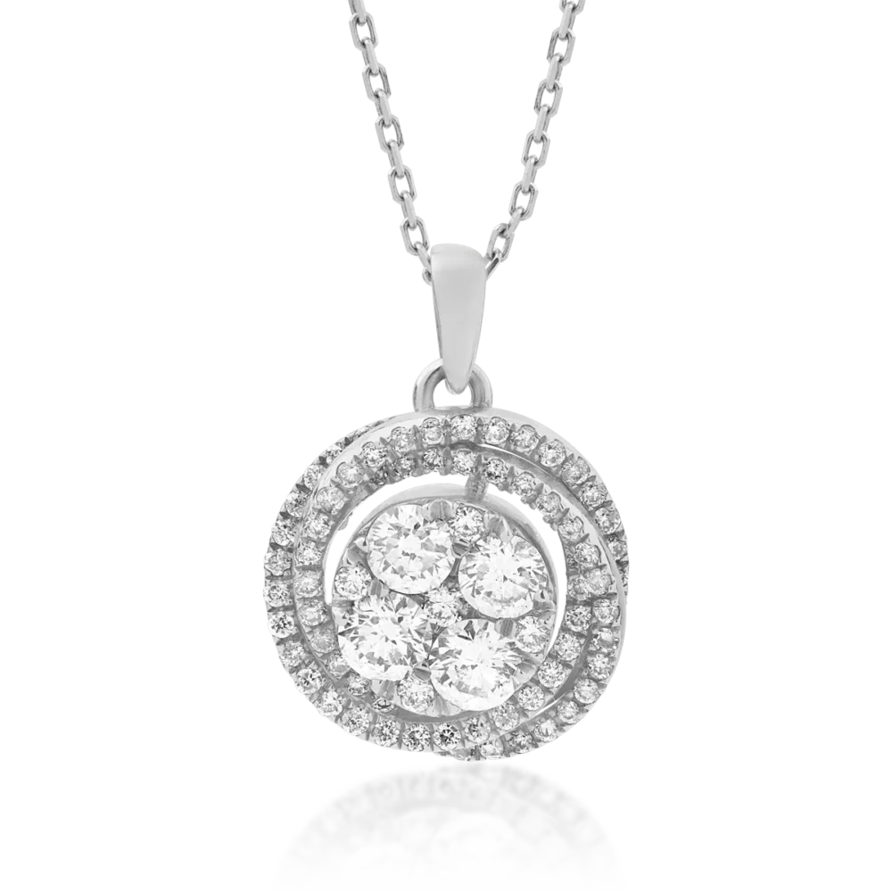 Lant cu pandantiv din aur alb cu diamante de 0.68ct