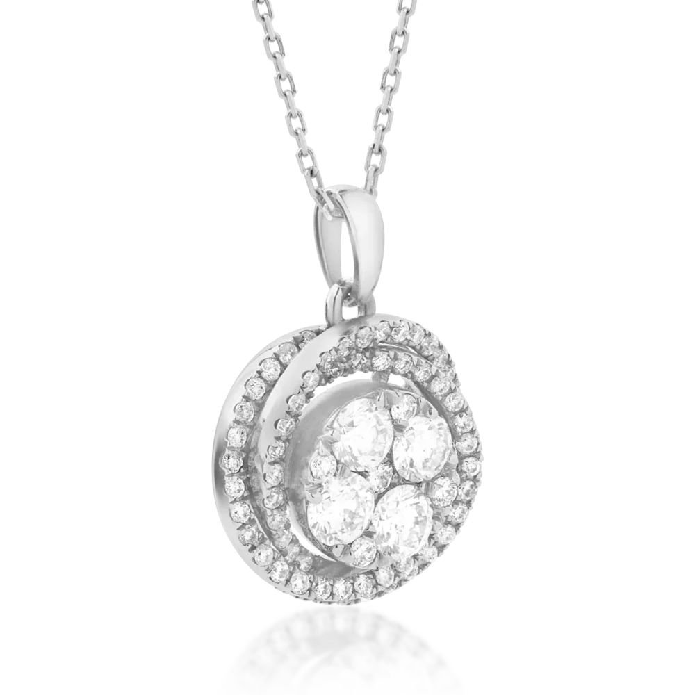 Lant cu pandantiv din aur alb cu diamante de 0.68ct - imagine 2