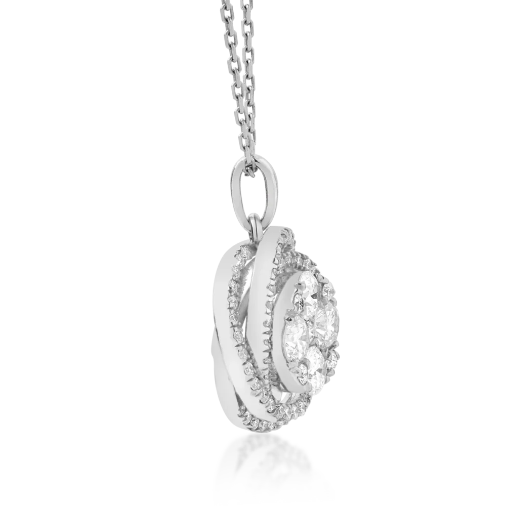 Lant cu pandantiv din aur alb cu diamante de 0.68ct - imagine 3