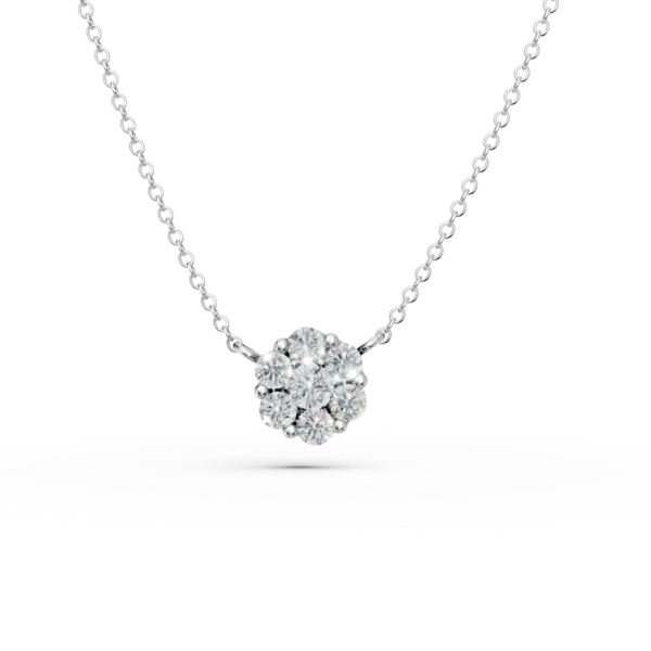 Lant cu pandantiv din aur alb cu diamante de 0.2ct