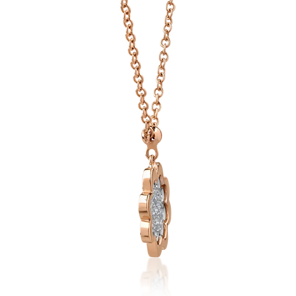 lant cu pandantiv din aur roz cu diamante de 0.17ct - imagine 3