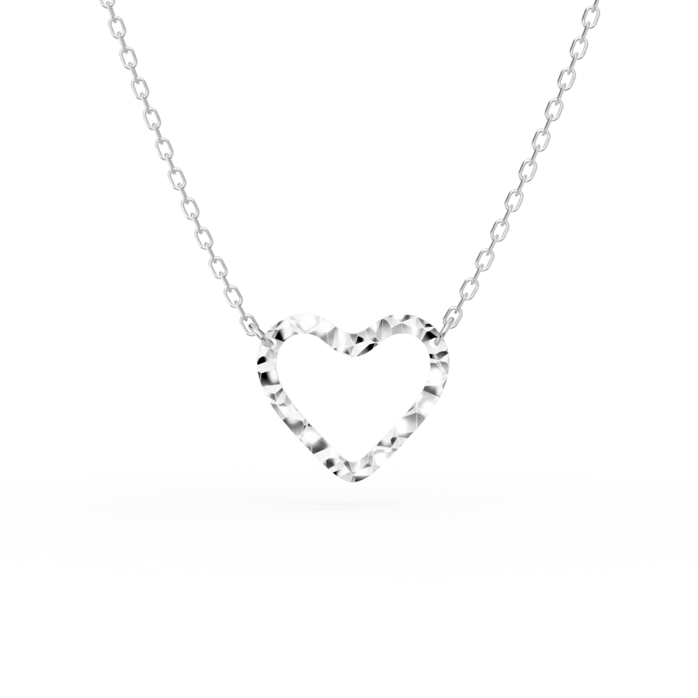 Lant cu pandantiv inima din aur alb