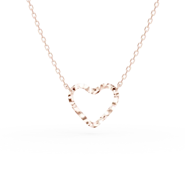 Lant cu pandantiv inima din aur roz