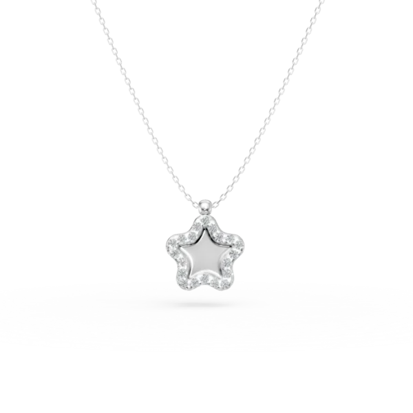 Lant cu pandantiv floare din aur alb