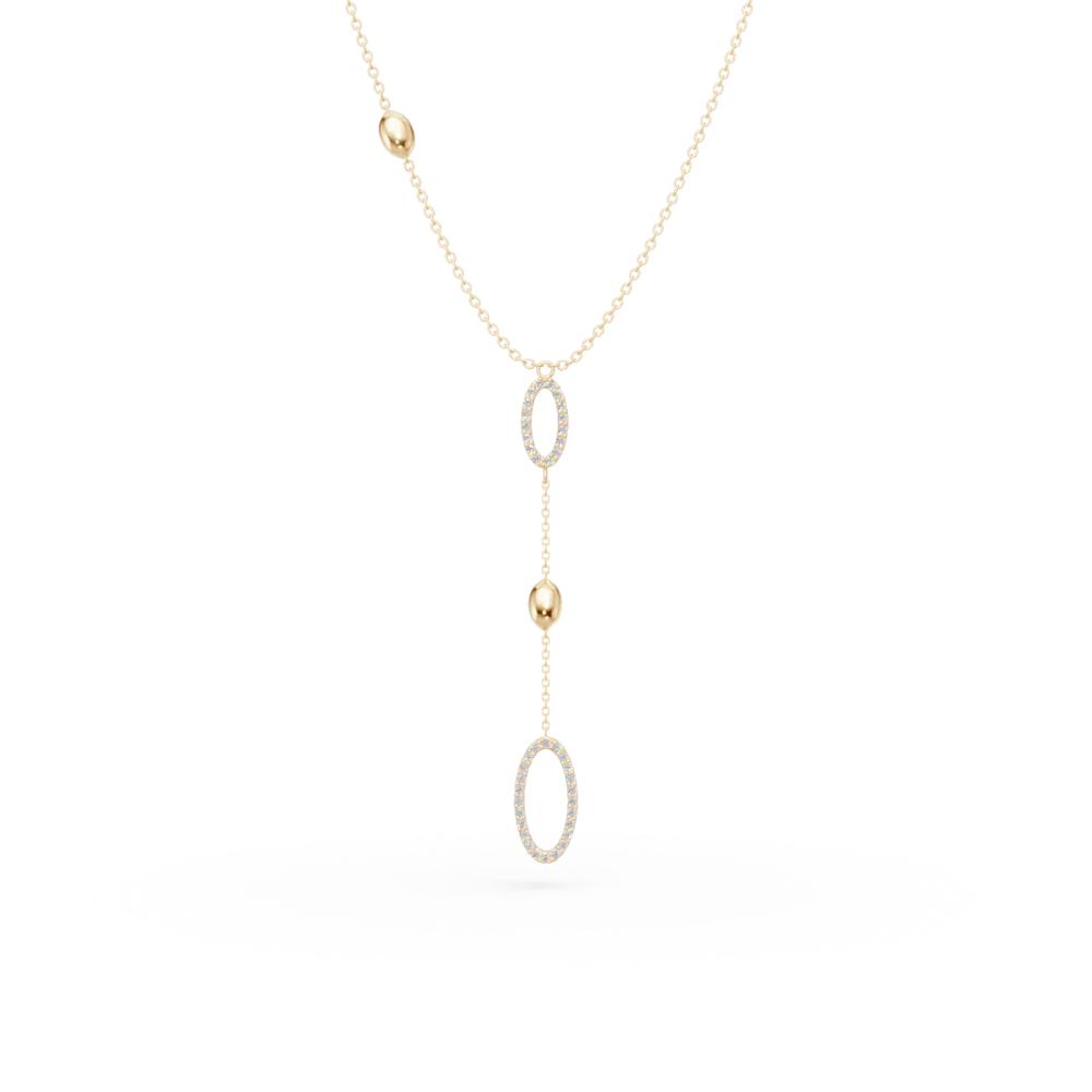 Lant cu pandantive geometrice din aur galben cu zirconii