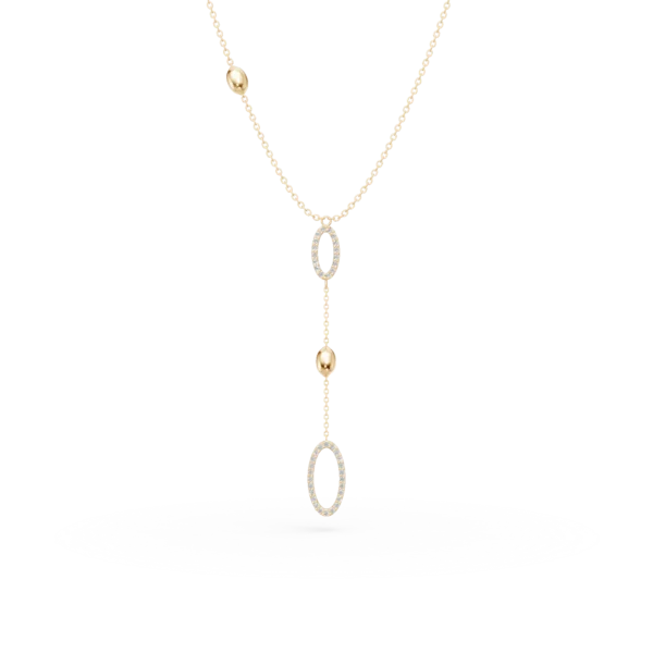 Lant cu pandantive geometrice din aur galben cu zirconii