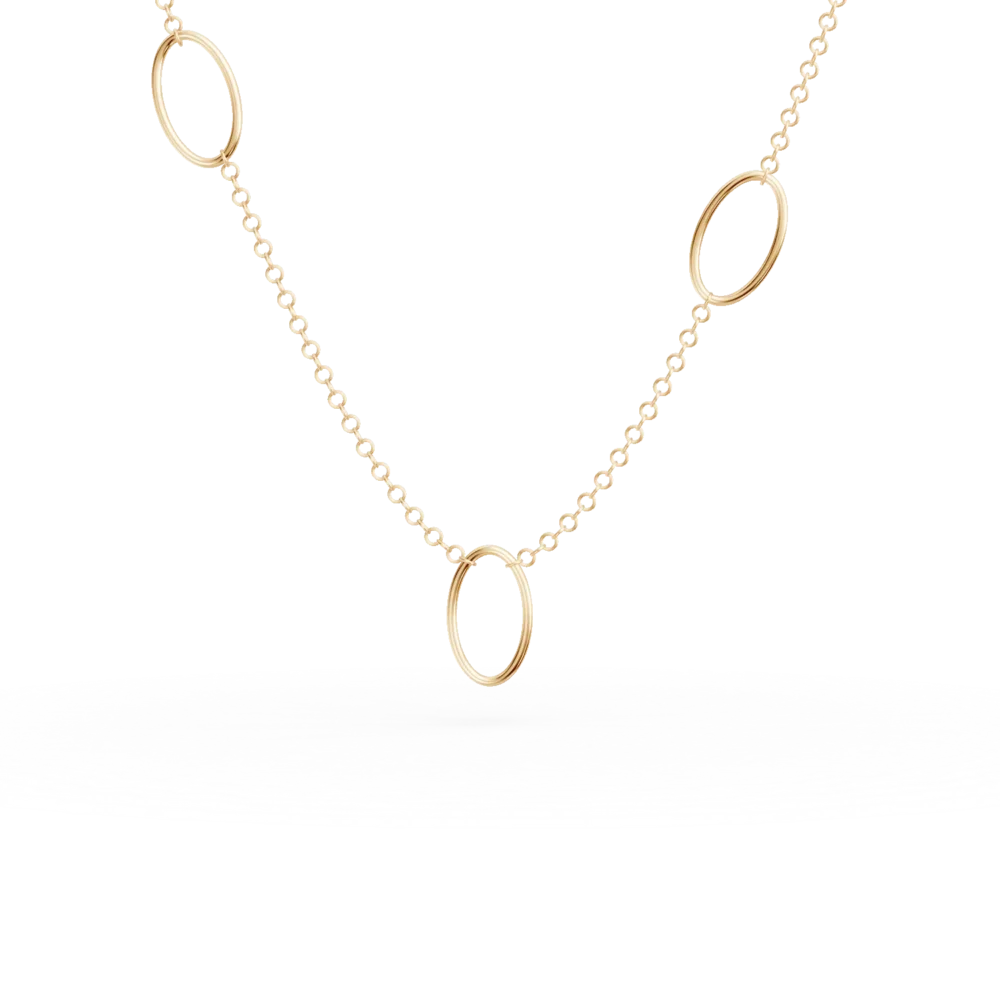 Lant cu pandantive geometrice din aur galben