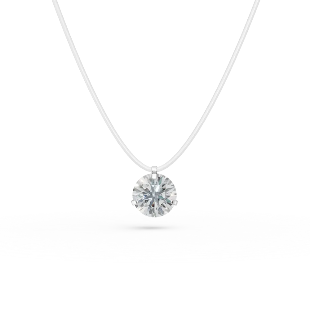 Lant fir transparent cu pandantiv din aur alb si zirconia