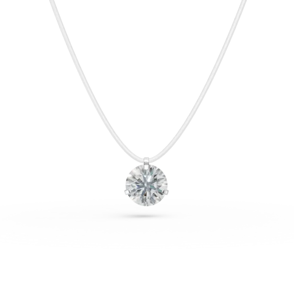 Lant fir transparent cu pandantiv din aur alb si zirconia