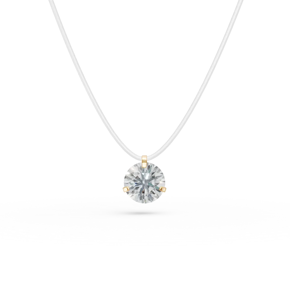 Lant fir transparent cu pandantiv din aur galben si zirconia