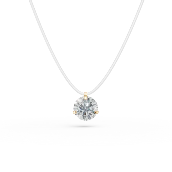 Lant fir transparent cu pandantiv din aur galben si zirconia