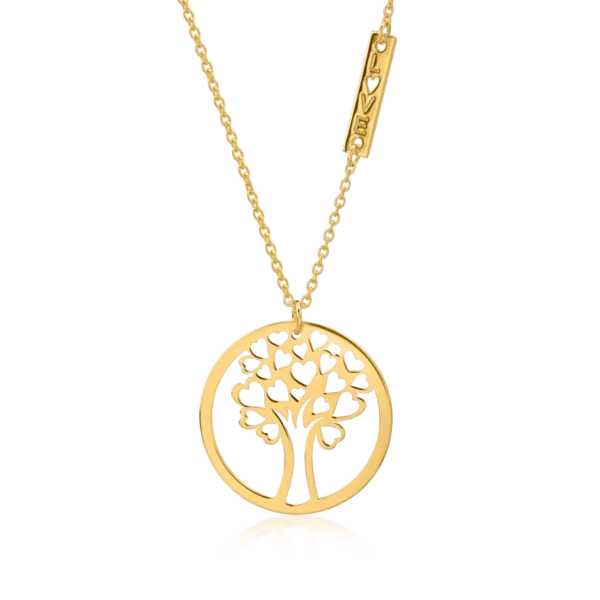 Lant cu pandantiv Copacul Vietii din aur galben