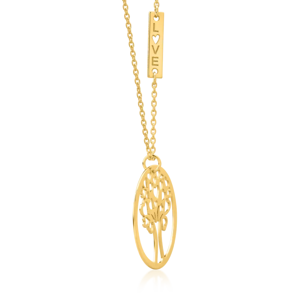 Lant cu pandantiv Copacul Vietii din aur galben - imagine 3