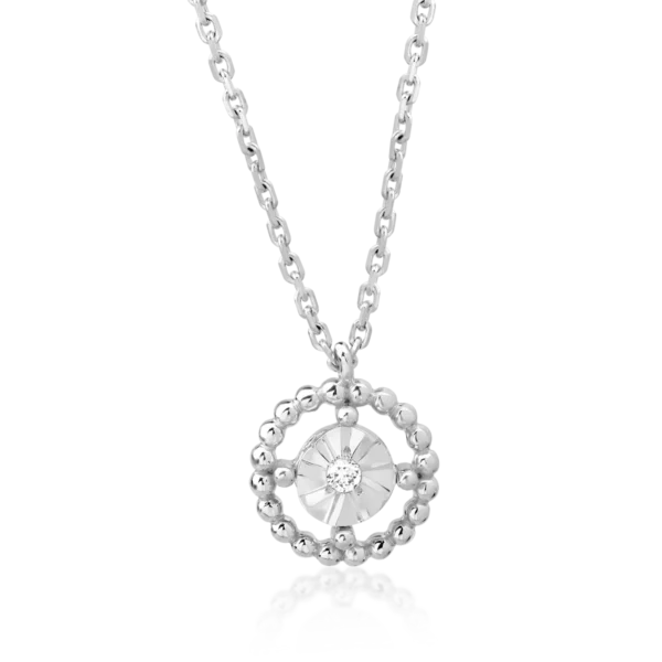 Lant cu pandantiv din aur alb cu diamante de 0.02ct