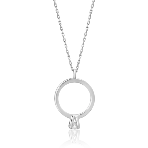 Lant cu pandantiv din aur alb cu diamant de 0.08ct