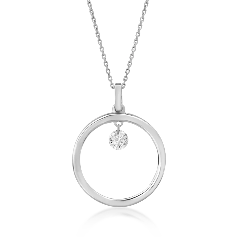 Lant cu pandantiv din aur alb cu diamante de 0.11ct