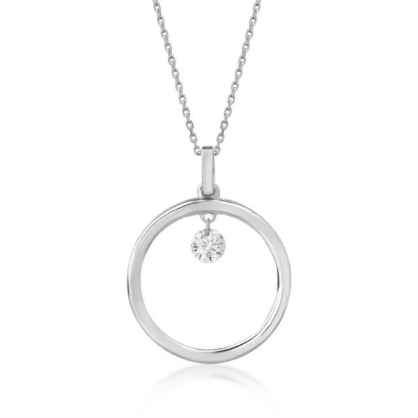 Lant cu pandantiv din aur alb cu diamante de 0.11ct