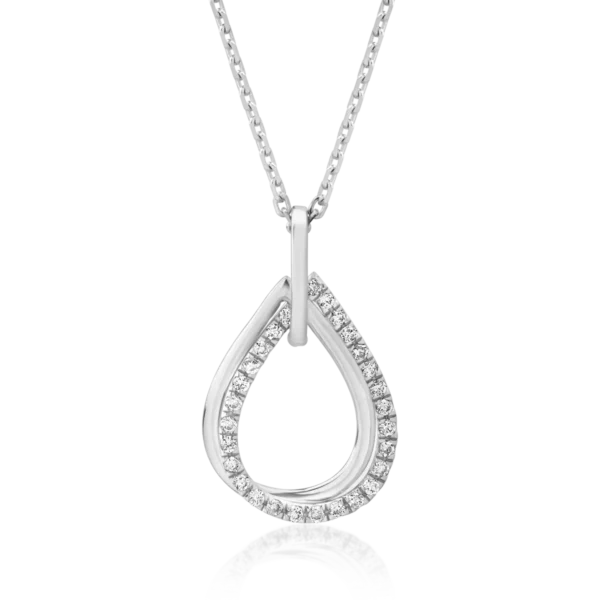 Lant cu pandantiv din aur alb cu diamante de 0.12ct