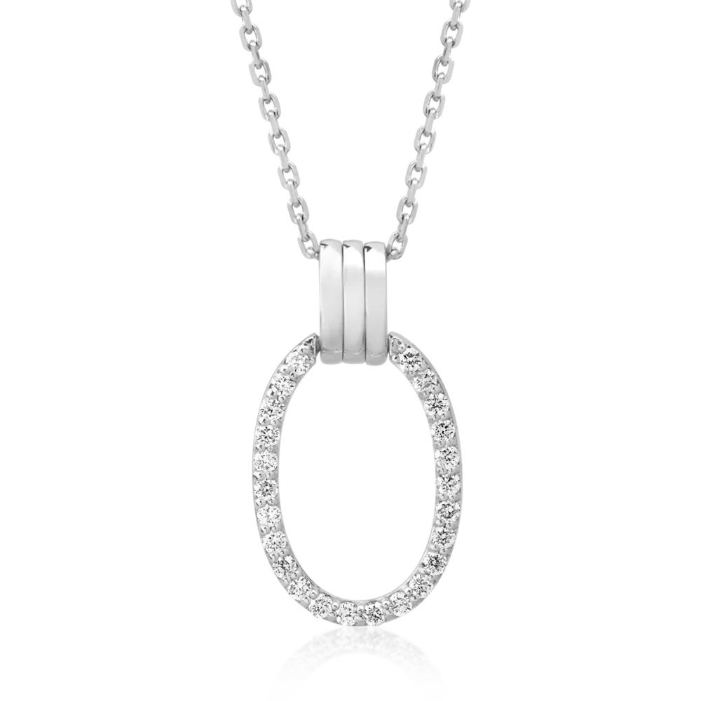 Lant cu pandantiv din aur alb cu diamante de 0.16ct