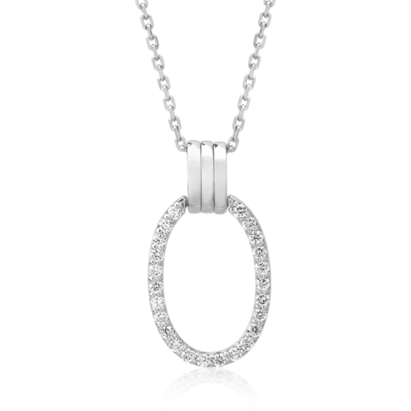 Lant cu pandantiv din aur alb cu diamante de 0.16ct