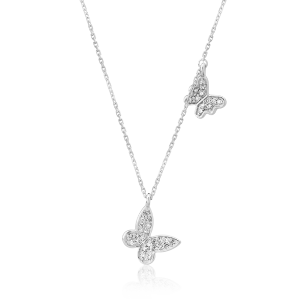 Lant cu pandantiv din aur alb cu diamante de 0.1ct