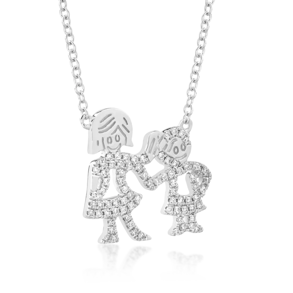 Lant cu pandantiv din aur alb cu diamante de 0.21ct - imagine 2