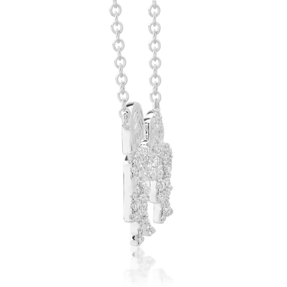 Lant cu pandantiv din aur alb cu diamante de 0.21ct - imagine 3