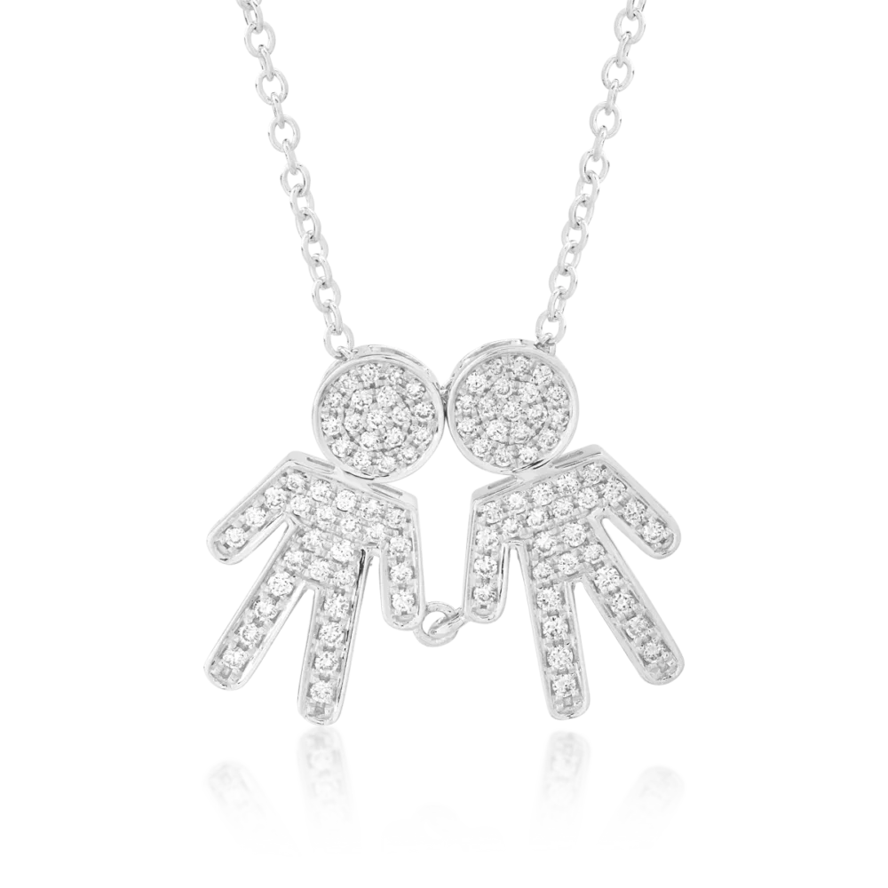 Lant cu pandantiv din aur alb cu diamante de 0.33ct