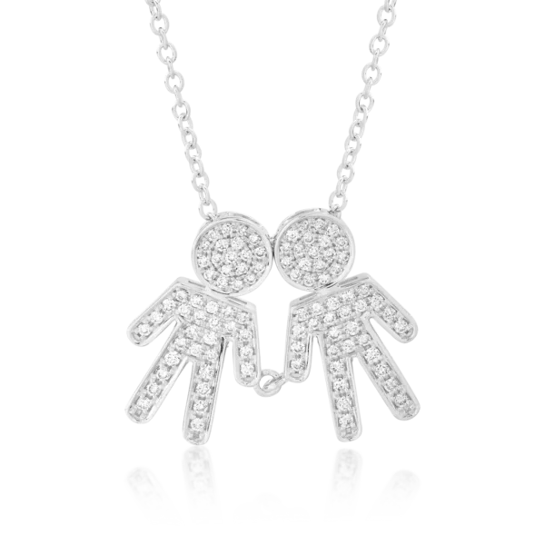 Lant cu pandantiv din aur alb cu diamante de 0.33ct