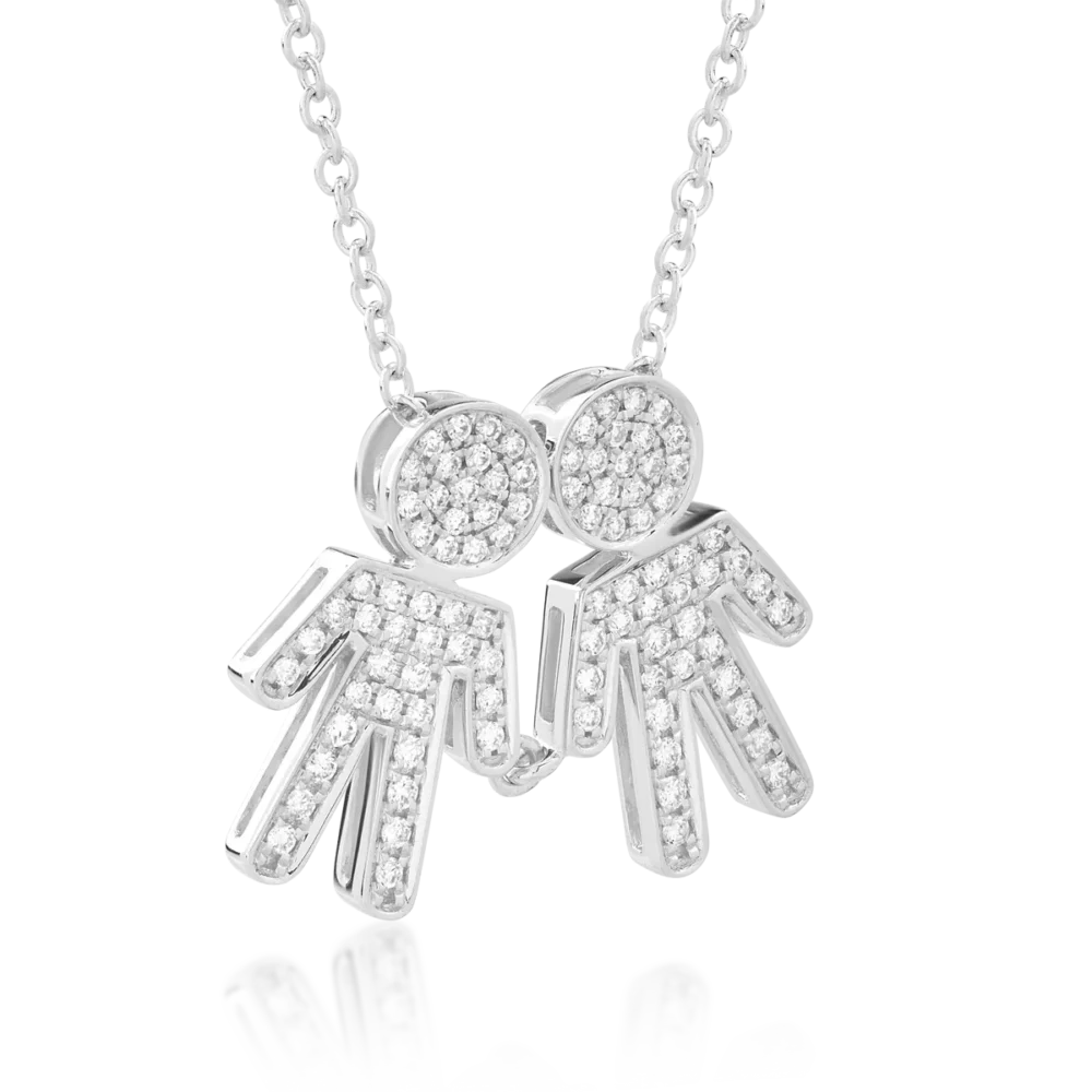 Lant cu pandantiv din aur alb cu diamante de 0.33ct - imagine 2