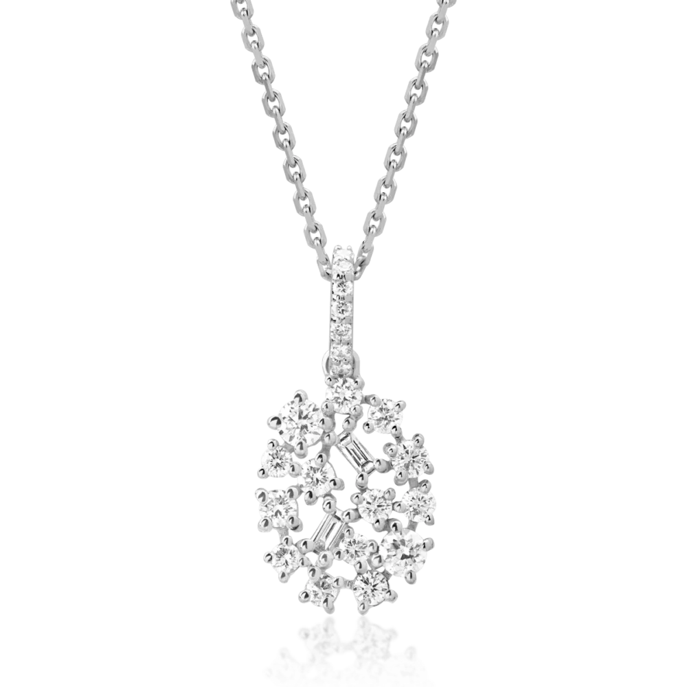 Lant cu pandantiv din aur alb cu diamante de 0.38ct