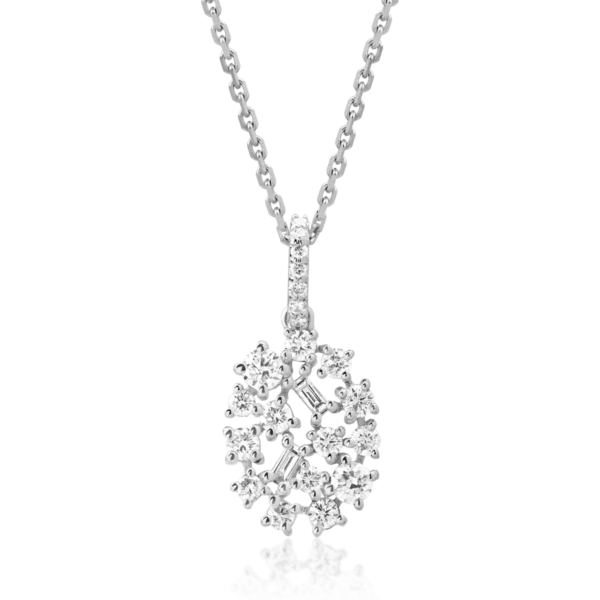 Lant cu pandantiv din aur alb cu diamante de 0.38ct