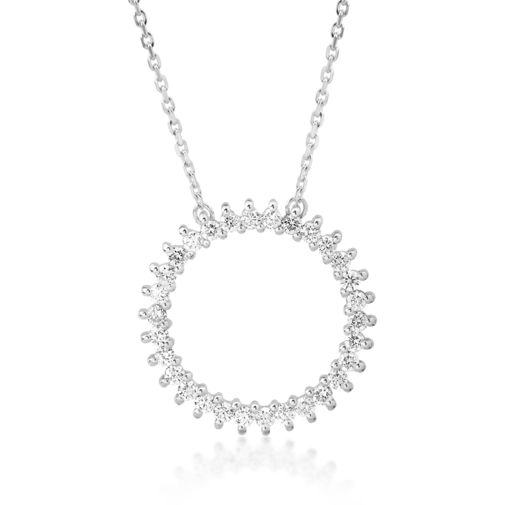 Lant cu pandantiv din aur alb cu diamante de 0.53ct