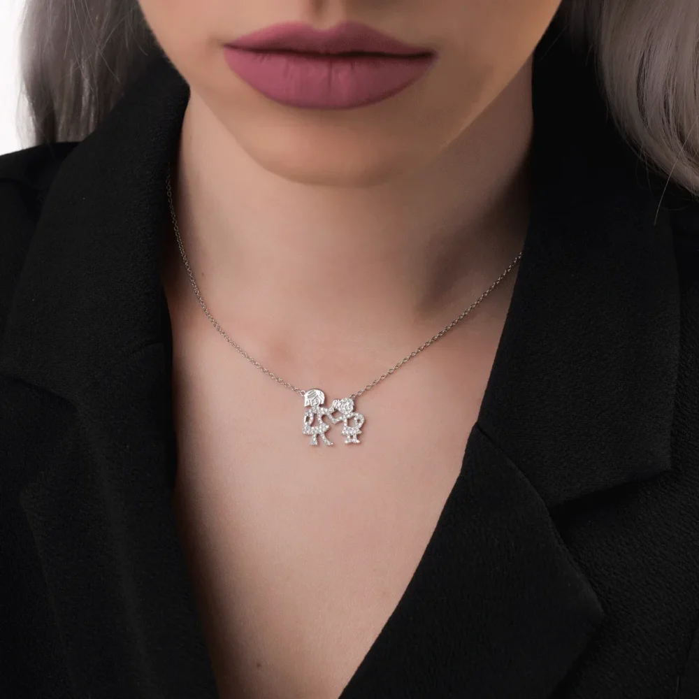 Lant cu pandantiv din aur alb cu diamante de 0.21ct - imagine 4