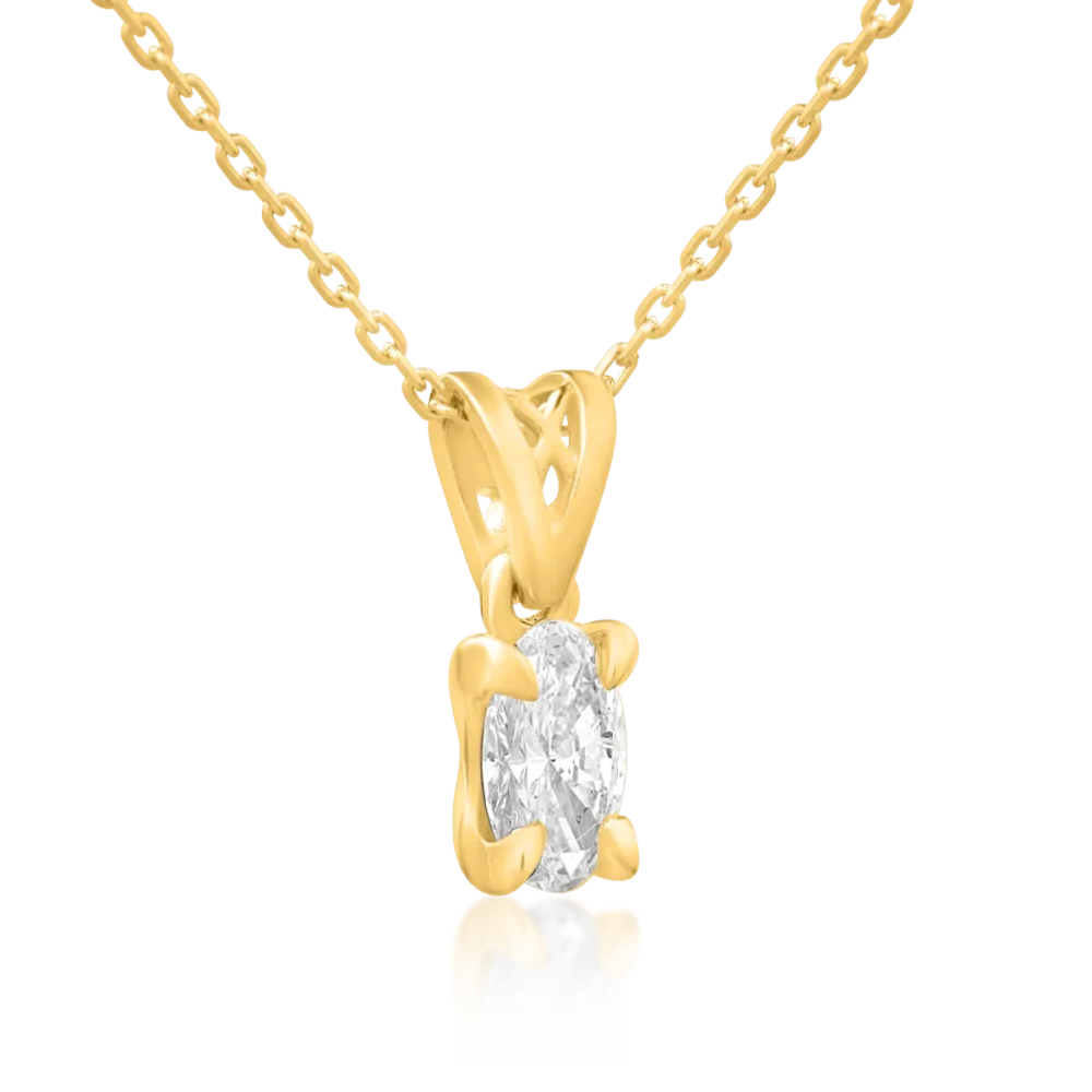Lant cu pandantiv din aur galben cu diamant oval de 0.3ct - imagine 2