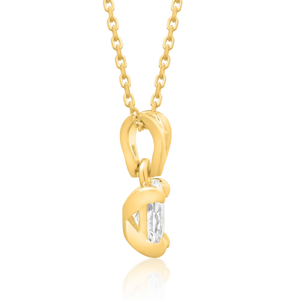 Lant cu pandantiv din aur galben cu diamant oval de 0.3ct - imagine 3