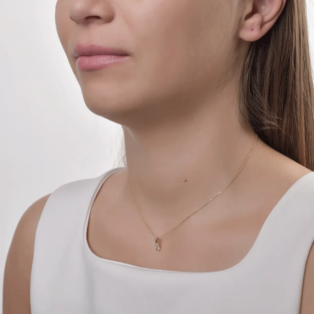 Lant cu pandantiv din aur galben cu diamant oval de 0.3ct - imagine 4