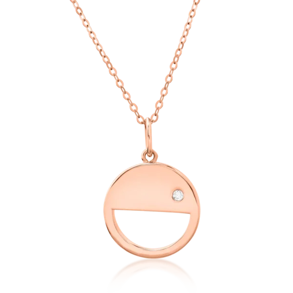 Lant cu pandantiv din aur roz cu diamant de 0.011ct