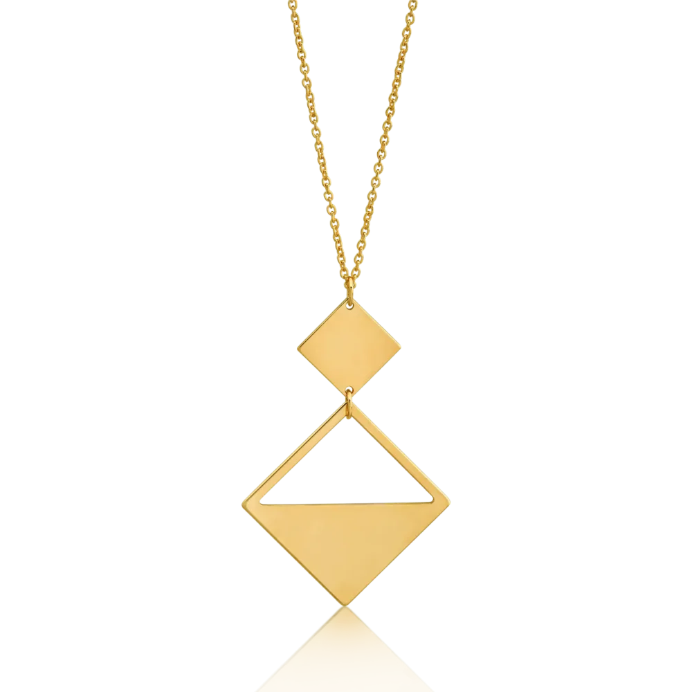 Lant cu pandantive geometrice din aur galben
