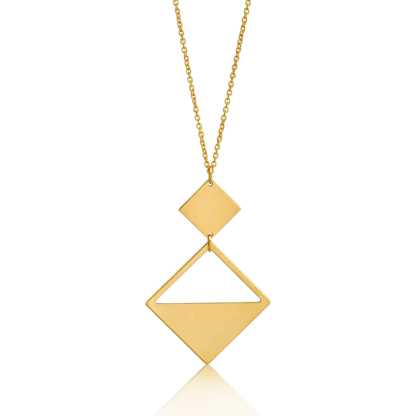 Lant cu pandantive geometrice din aur galben