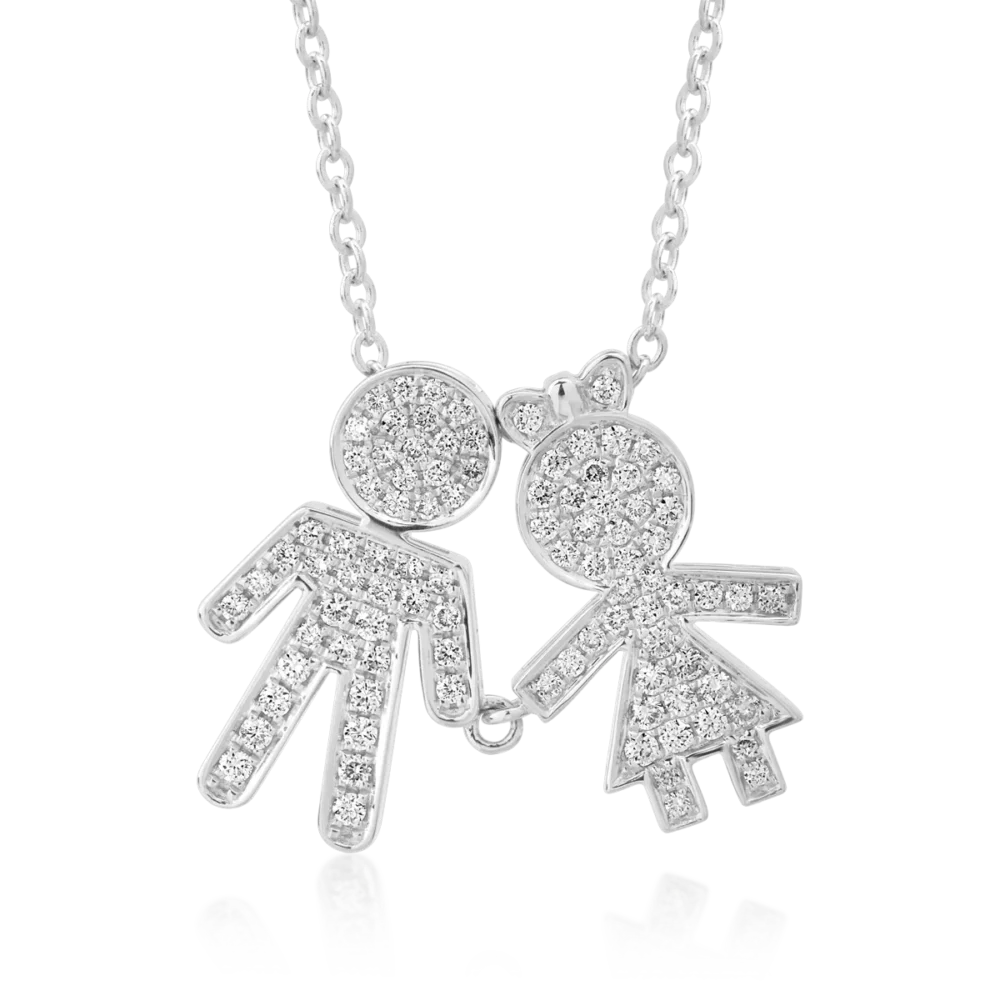 Lant cu pandantiv din aur alb cu diamante de 0.33ct