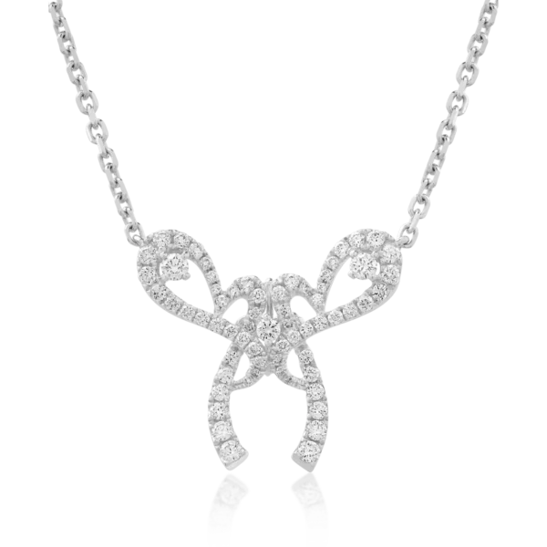 Lant cu pandantiv fundita din aur alb cu diamante de 0.71ct