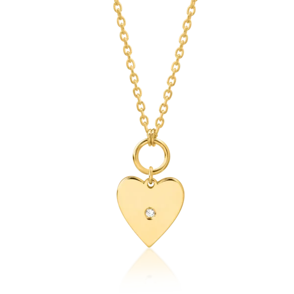 Lant cu pandantiv inimioara din aur galben