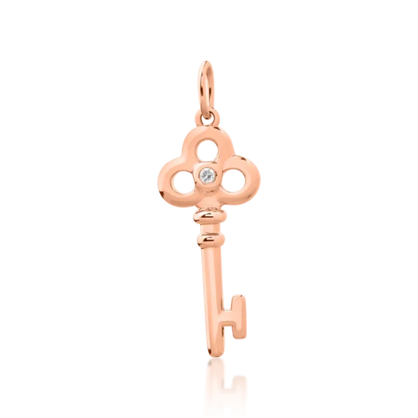 Pandantiv cheita din aur roz cu diamant de 0.01ct
