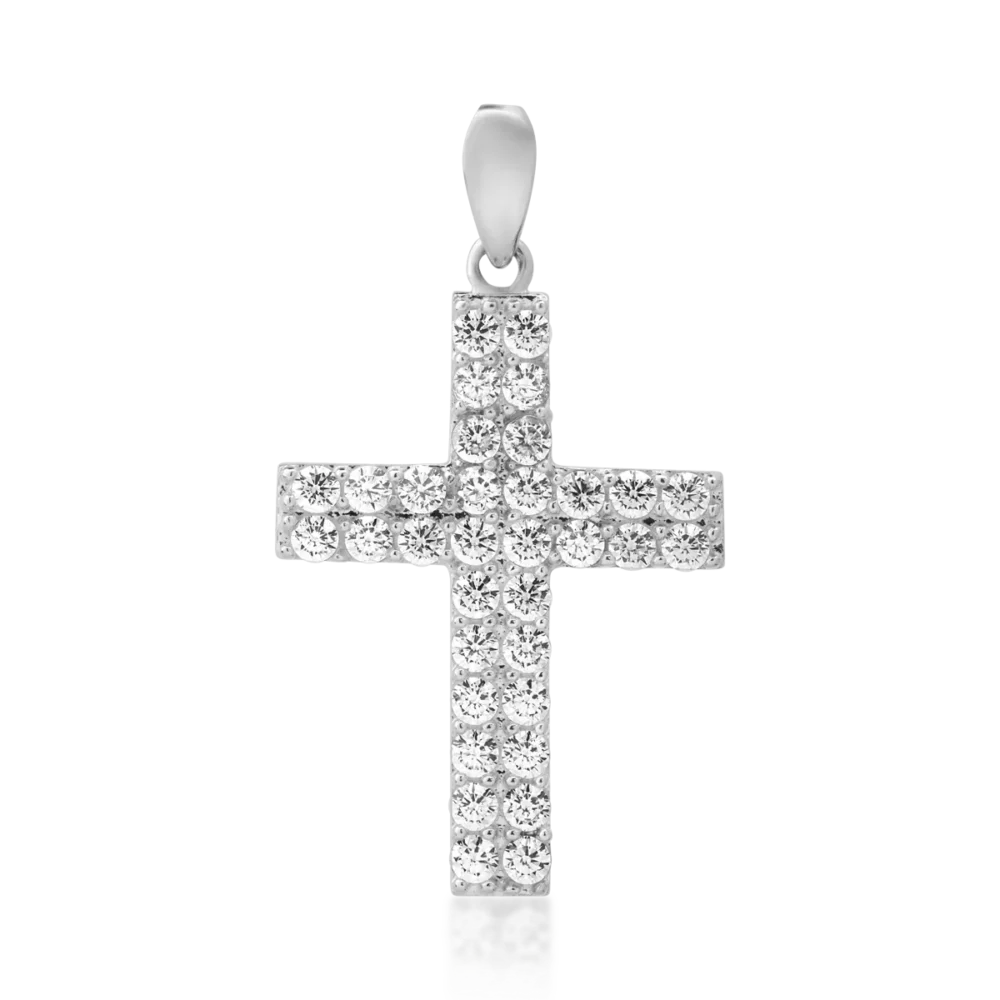 Pandantiv cruce din aur alb