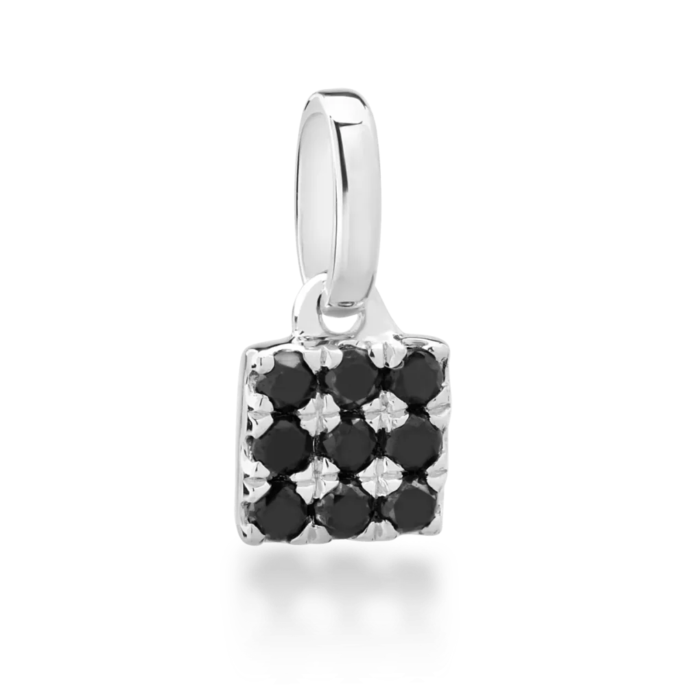 Pandantiv din aur alb cu diamante negre de 0.07ct - imagine 2